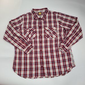 Eddie Bauer Women's Top Button Down Shirt‎ Roll Tab Sleeve Size XL Red Plaid